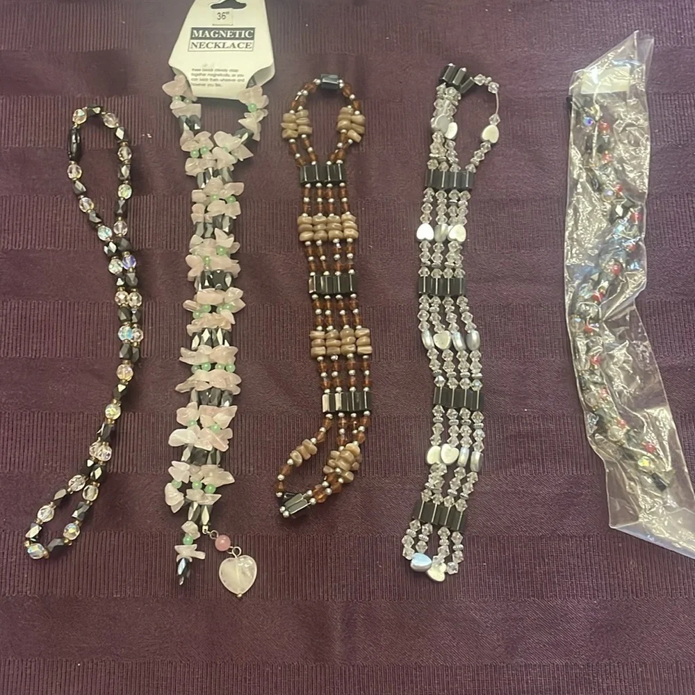 Magnetic Hematite Jewelry 3-36” Necklaces, 18” Necklace and 2 Bracelets 7.5”